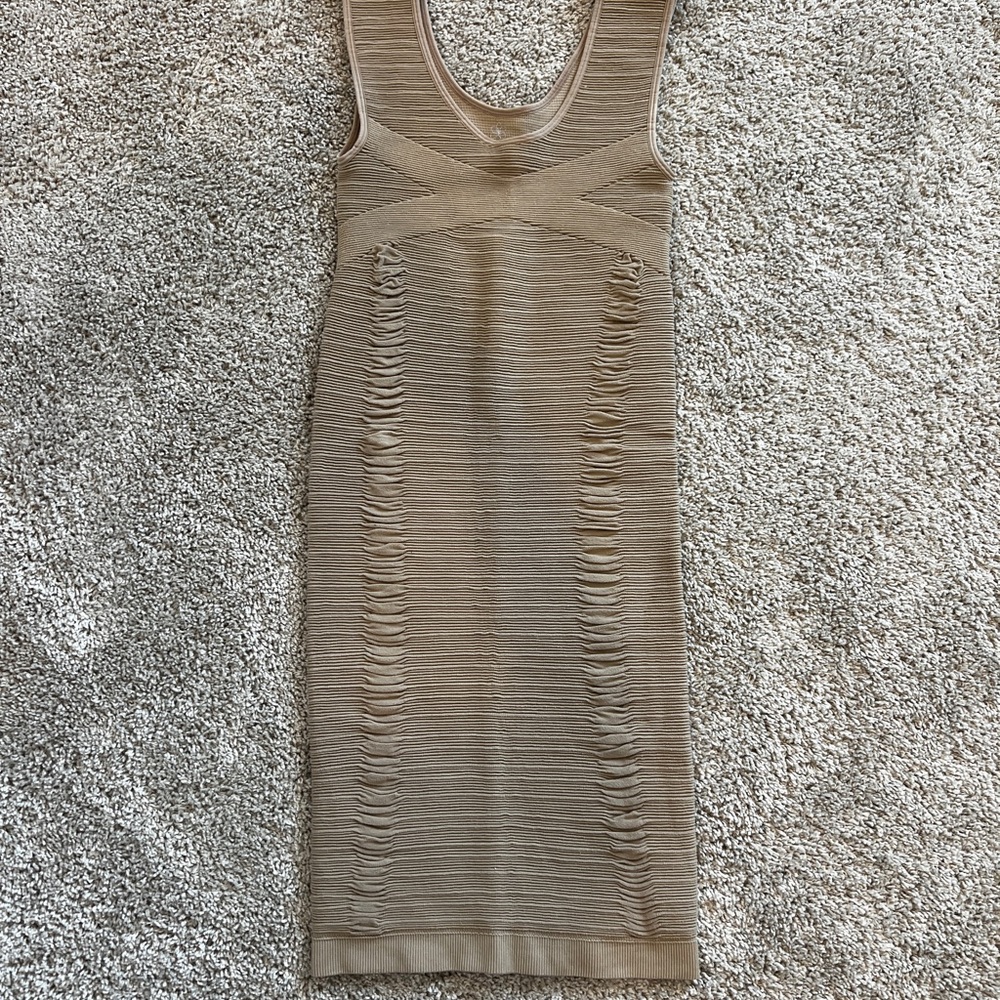 Aura Tan Textured Midi Dress